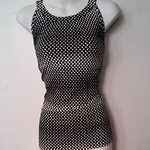 Adrianna Papell Black and White Polka Dot Tank Top